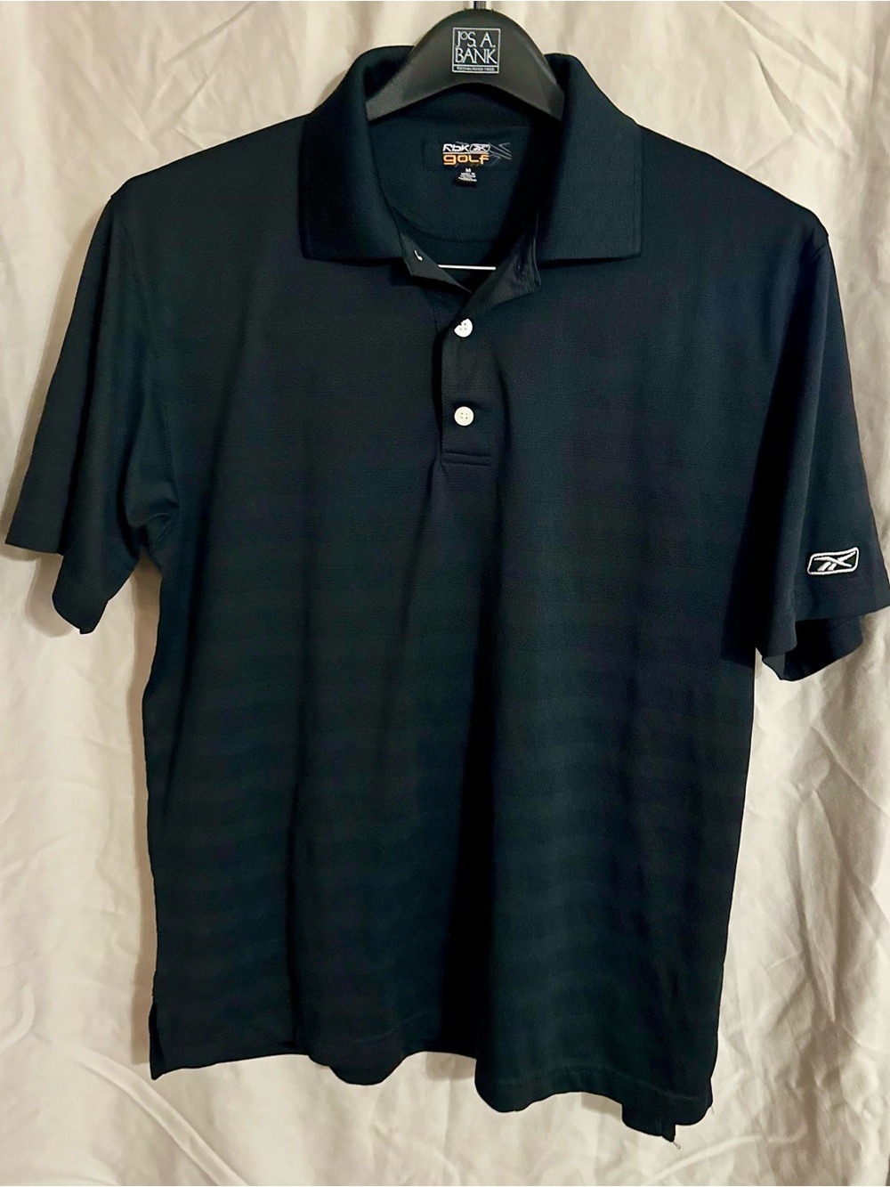 Reebok Men's Black Polo Golf Shirt with Sleeve Logo